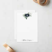 monogram greenery gepersonaliseerd notitiekaartje (Voorkant / Achterkant in situ)