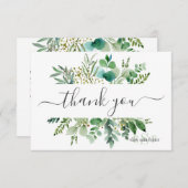 Monogram Greenery Gum Eucalyptus Dank je Bedankkaart (Voorkant / Achterkant)