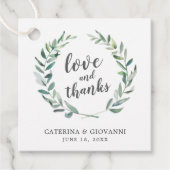 Monogram Greenery Krans Elegante bruiloft Bedankjes Labels (Voorkant)