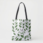 Monogram Greenery Leaf Pattern Tote Bag (Voorkant)