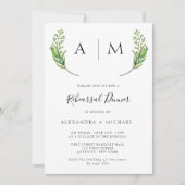 Monogram Greenery Rehearsal Dinner Invitations Kaart (Voorkant)