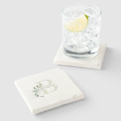 Monogram Greenery Stenen Onderzetter (Zijkant)