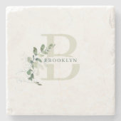 Monogram Greenery Stenen Onderzetter (Voorkant)