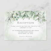 Monogram Greenery Waterverf Wedding Reception Informatiekaartje (Voorkant)