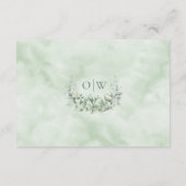 Monogram Greenery Waterverf Wedding Reception Informatiekaartje (Achterkant)