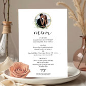 Monogram Greenery Wreaten Eucalyptus Wedding Menu Kaart