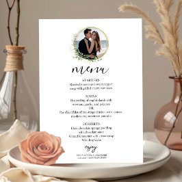 Monogram Greenery Wreaten Eucalyptus Wedding Menu Kaart