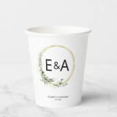 Monogram Greenery Wreaten Eucalyptus Wedding Papieren Bekers (Voorkant)