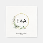 Monogram Greenery Wreaten Eucalyptus Wedding Servet (Voorkant)