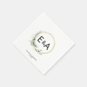 Monogram Greenery Wreaten Eucalyptus Wedding Servet (Hoek)