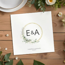 Monogram Greenery Wreaten Eucalyptus Wedding Servet