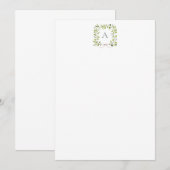 Monogram Greenery Wreath & Bow Bedankkaart (Voorkant / Achterkant)