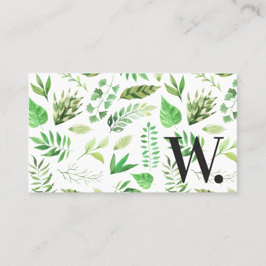 Monogram Greenery Wreath Visitekaartje (Achterkant)