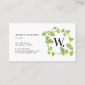 Monogram Greenery Wreath Visitekaartje (Voorkant)