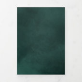 Monogram & Grens Elegante Smaragd Groene Bruiloft Drieluik Uitnodiging (Cover)