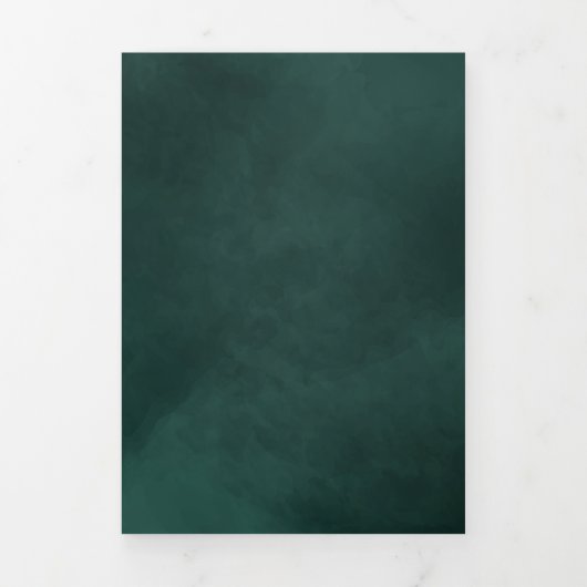 Monogram & Grens Elegante Smaragd Groene Bruiloft Drieluik Uitnodiging (Cover)