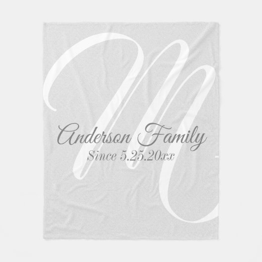 Monogram Grey Linen Kijk Fleece Deken (Voorkant)