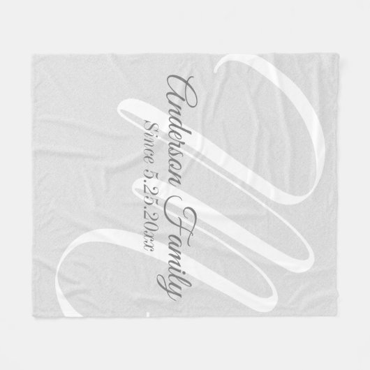 Monogram Grey Linen Kijk Fleece Deken (Voorkant (Horizontaal))