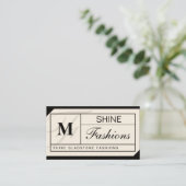 Monogram Grid (crème) Visitekaartje (Staand voorkant)