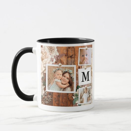 Monogram Grid Foto Collage Koffie Mok (Links)