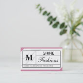 Monogram Grid (roze flamingo) Visitekaartje (Staand voorkant)