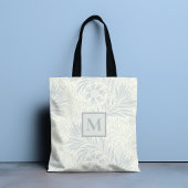 Monogram  grijs bloemmotief | Botanisch Tote Bag