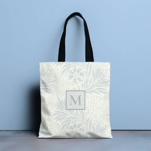 Monogram  grijs bloemmotief   Botanisch Tote Bag