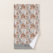 Monogram grijs bruin beige blad botanisch bad handdoek (Handdoek)