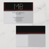 Monogram grijs bruin rood stijlvol visitekaartje (Voorkant / Achterkant)