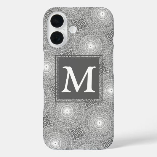 Monogram grijs cirkelpatroon Case-Mate iPhone case (Achterkant)
