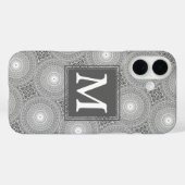 Monogram grijs cirkelpatroon Case-Mate iPhone case (Achterkant (horizontaal))