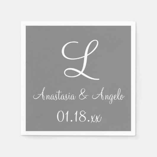 Monogram grijs Cute Color Design Napkins Servet (Voorkant)