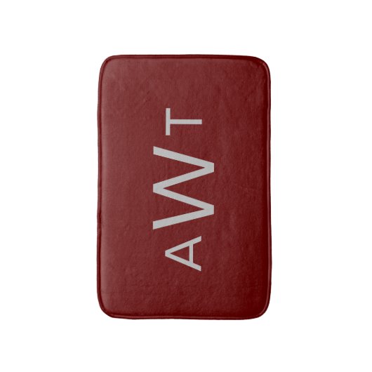 Monogram Grijs Donkerrood Bourgondié Classic  Badmat (Voorkant Verticaal)