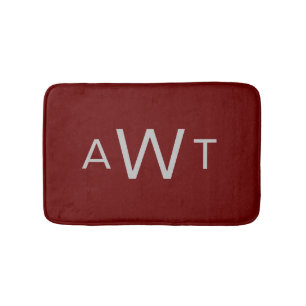 Monogram Grijs Donkerrood Bourgondié Klassiek  Badmat