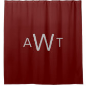 Monogram Grijs Donkerrood Bourgondië Klassiek  Douchegordijn (Voorkant)