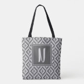 Monogram Grijs Drie-Toons Diamantpatroon Tote Bag (Achterkant)
