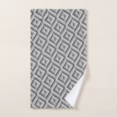 Monogram Grijs Drietonig Diamantpatroon Bad Handdoek (Handdoek)