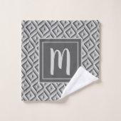 Monogram Grijs Drietonig Diamantpatroon Bad Handdoek (Wasdoekje)