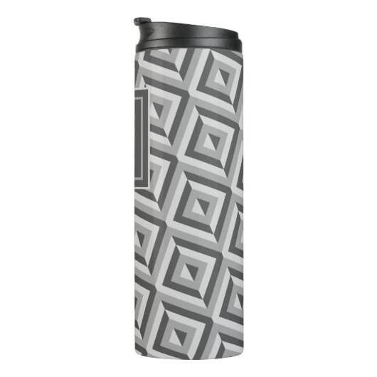 Monogram Grijs Drietonig Diamantpatroon Thermosbeker (Geroteerd rechts)