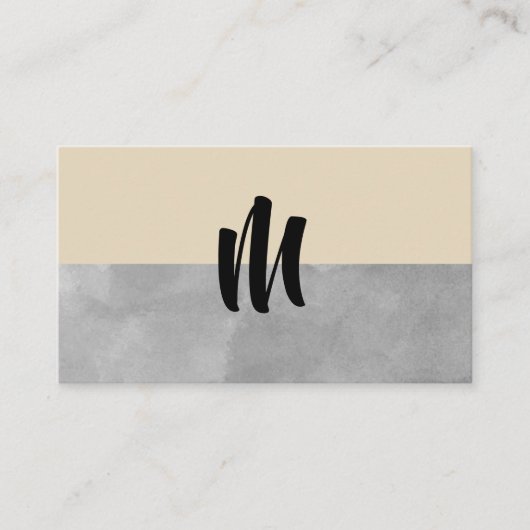 Monogram grijs en beige visitekaartje (Voorkant)