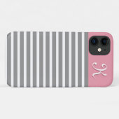 Monogram grijs en roze gestreepte patroon Case-Mate iPhone case (Achterkant (horizontaal))