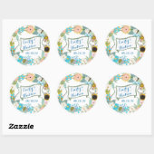 Monogram grijs en Roze Modern Garland Ronde Sticker (Vel)