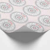 Monogram grijs en Roze Modern Medallion Pattern Cadeaupapier (Hoek)