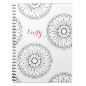 Monogram grijs en Roze Modern Medallion Pattern Notitieboek (Voorkant)