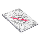 Monogram grijs en Roze Modern Medallion Pattern Notitieboek (Rechterzijde)