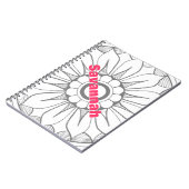 Monogram grijs en Roze Modern Medallion Pattern Notitieboek (Linkerzijde)