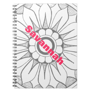Monogram grijs en Roze Modern Medallion Pattern Notitieboek
