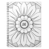 Monogram grijs en Roze Modern Medallion Pattern Notitieboek (Voorkant)