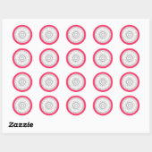 Monogram grijs en Roze Modern Medallion Pattern Ronde Sticker (Vel)