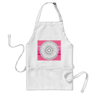 Monogram grijs en Roze Modern Medallion Pattern Standaard Schort